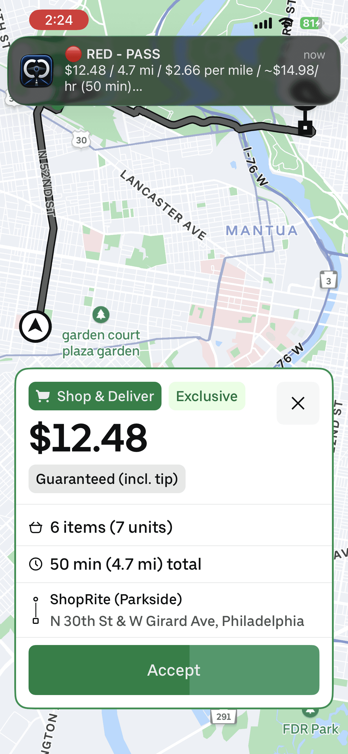 Courier Copilot analysis showing parsed offer values, calculations, and an advisory.